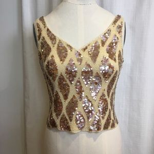 Gold Sequin and Bead Top